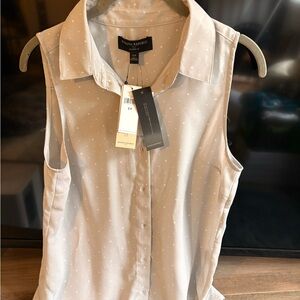 Banana Republic Women's Sleeveless light grey with white polka dots
